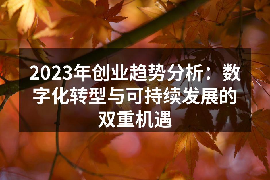 2023年创业趋势分析：数字化转型与可持续发展的双重机遇